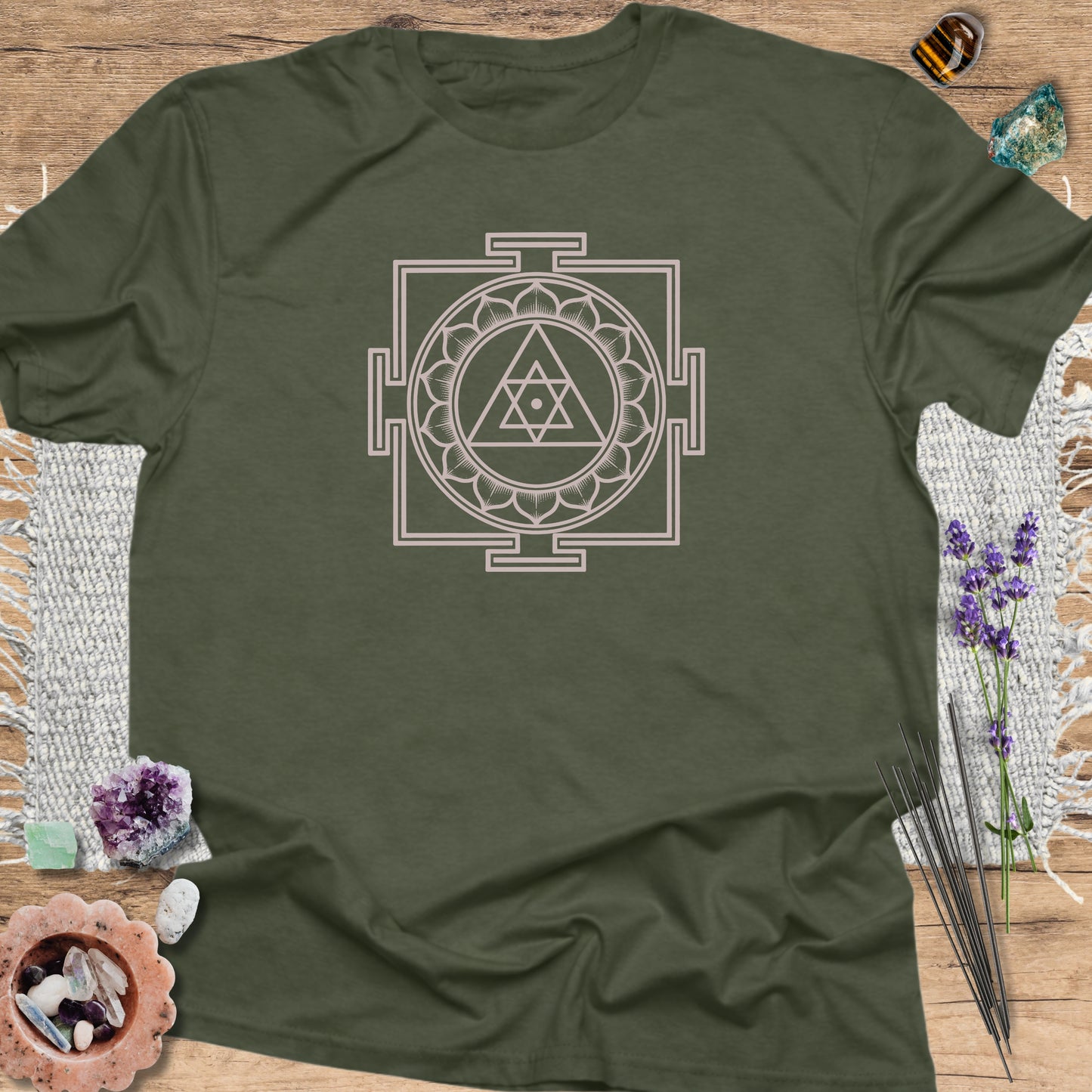 Durga Yantra T-Shirt Military Green