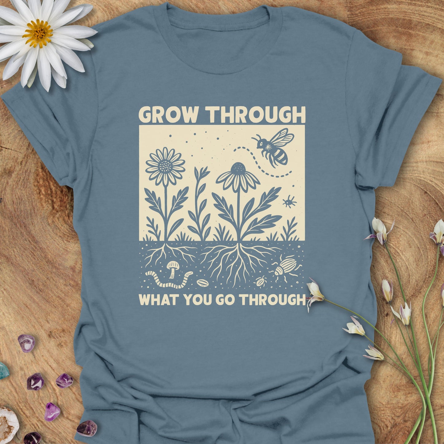 Grow Through Nature T-Shirt Indigo Blue