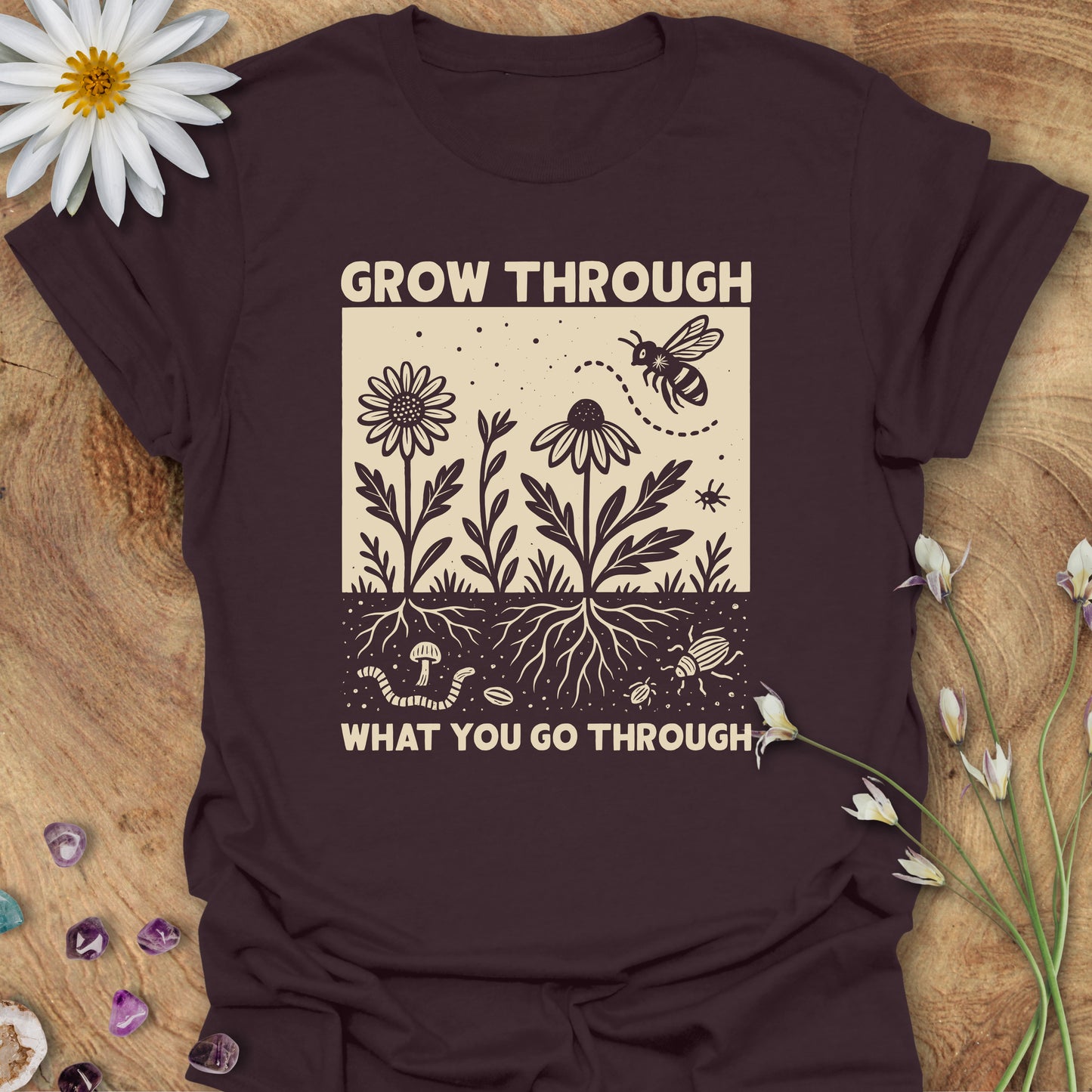 Grow Through Nature T-Shirt Dark Chocolate