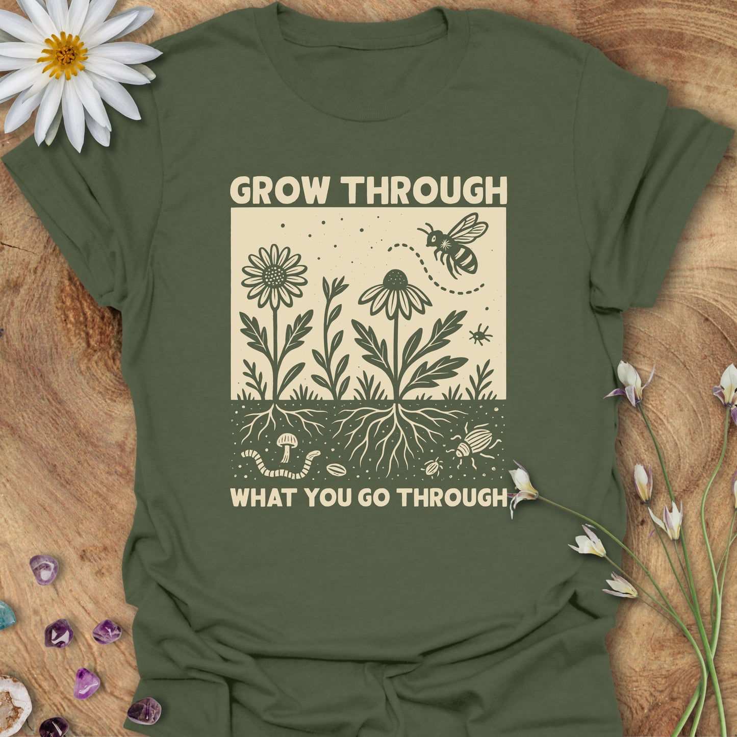 Grow Through Nature T-Shirt Military Green