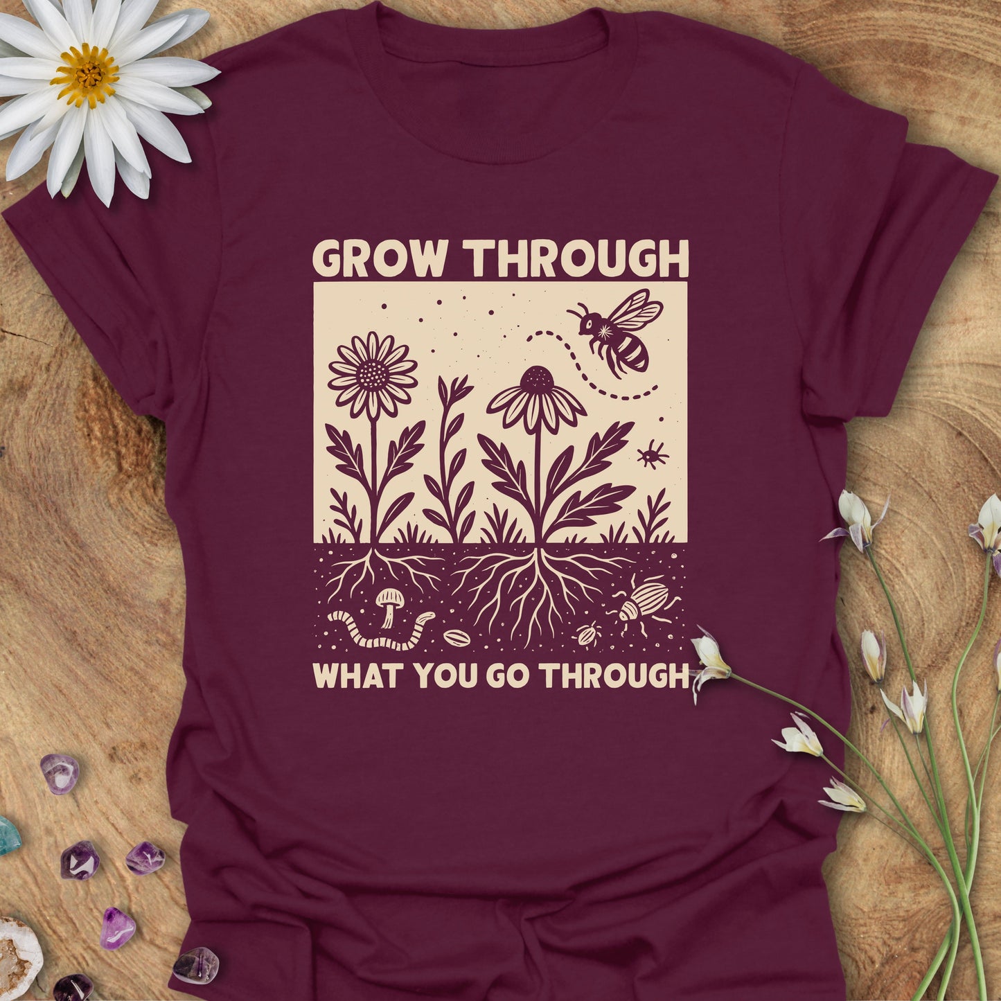 Grow Through Nature T-Shirt Maroon