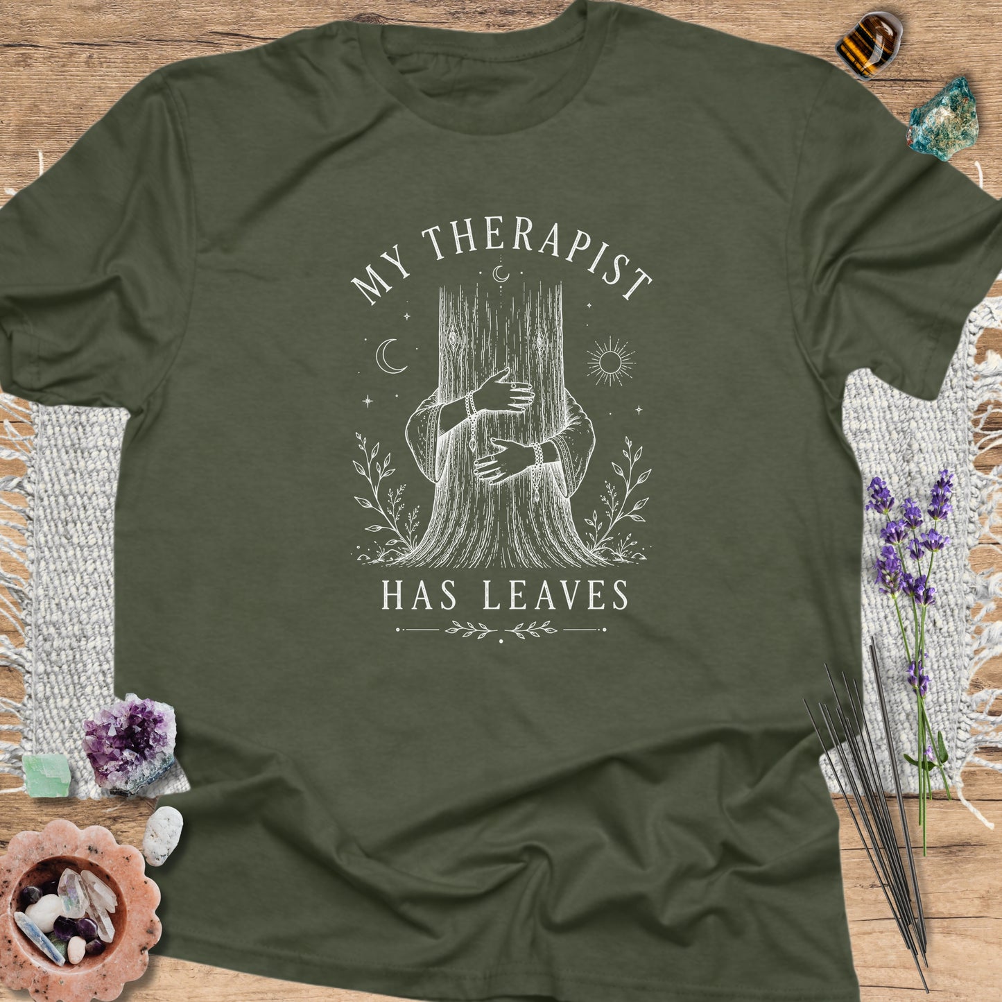 My Therapist Has Leaves Military Green